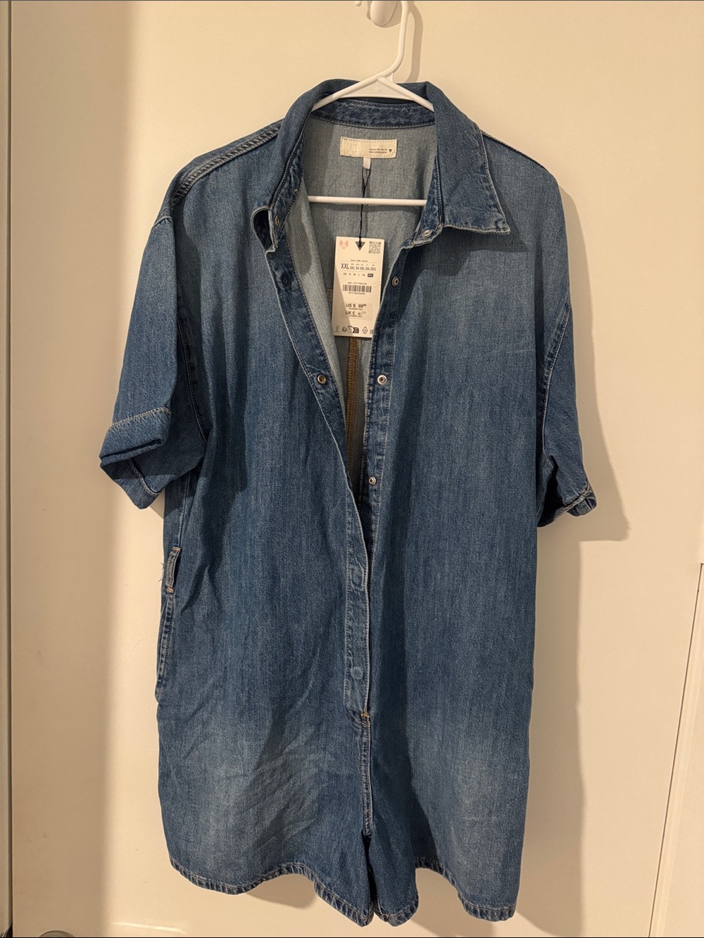 Denim Short-Sleeve Romper